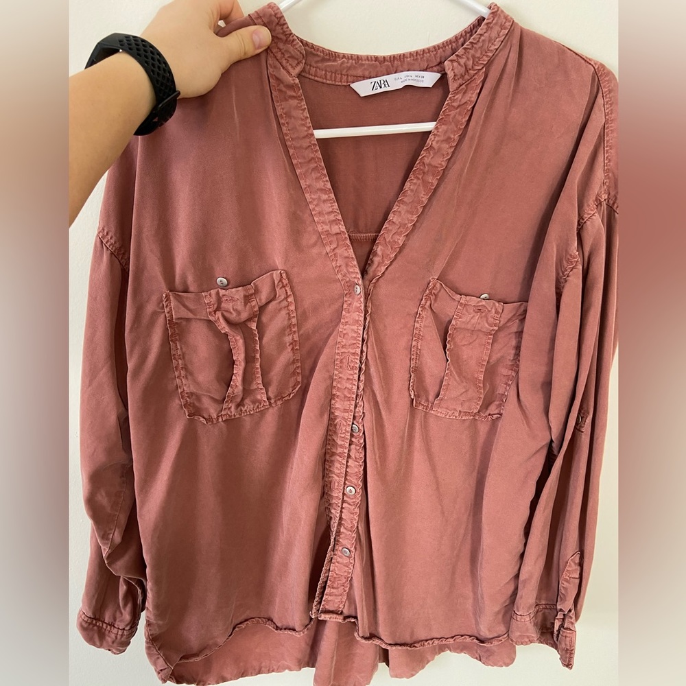Salmon Button Up Zara
